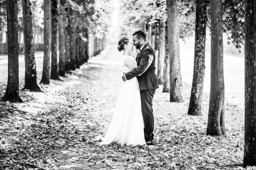 Séance couple du mariage au parc du château de Compiègne